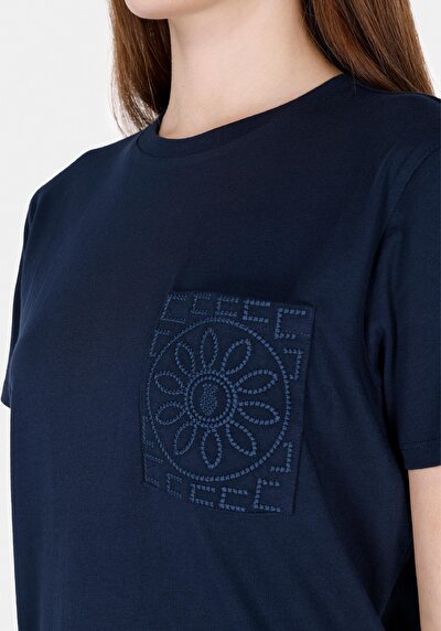Image de T-shirt À Manches Courtes Marine Regular Fit Brodé Femme