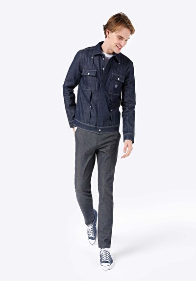 Image de 073 Wils Pantalon Bleu Foncé Straight Leg Medium Rise En Regular Fit Homme