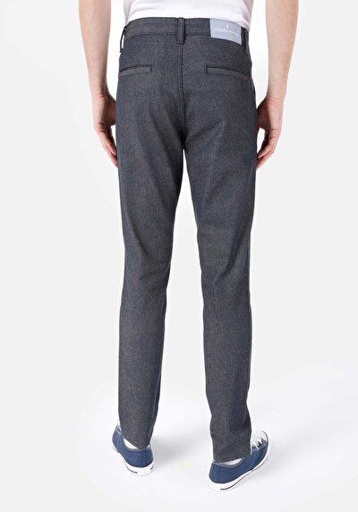 Afficher les détails de 073 Wils Pantalon Bleu Foncé Straight Leg Medium Rise En  Regular Fit Homme