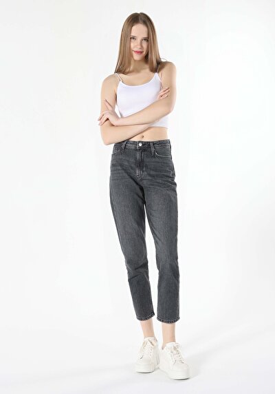 Image de 896 Maria Pantalon Noir En Mom Fit Femme