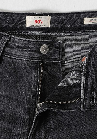 Afficher les détails de 896  Maria Pantalon Noir   En  Mom Fit Femme