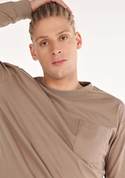 Image de T-shirt À Manches Longues Beige Regular Fit  Homme