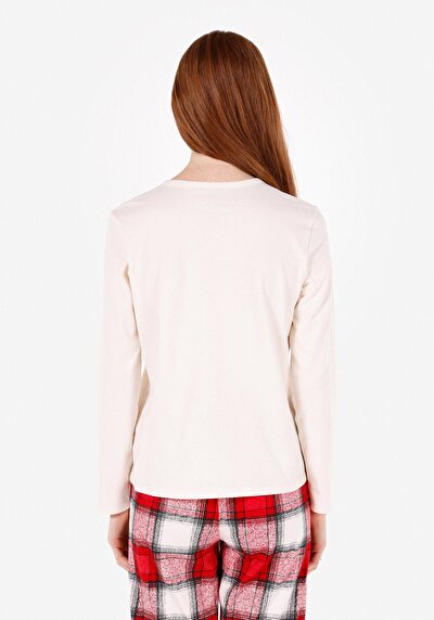 Image de T-shirt À Manches Longues Ecru Regular Fit Femme