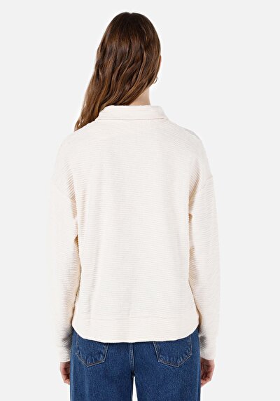 Image de T-shirt À Manches Longues Ecru Regular Fit Femme