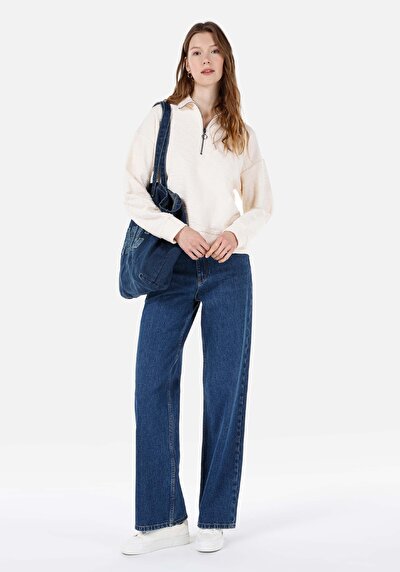 Image de T-shirt À Manches Longues Ecru Regular Fit Femme