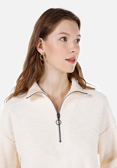 Image de T-shirt À Manches Longues Ecru Regular Fit Femme