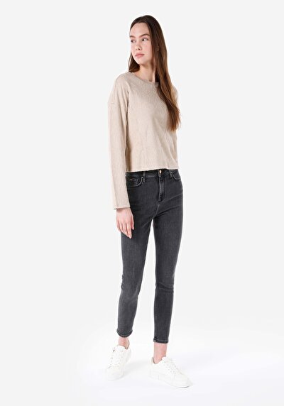 Image de T-shirt À Manches Longues Beige Regular Fit Femme