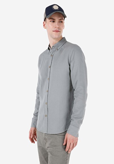 Image de Chemise À Manches Longues Vert Slim Fit Homme