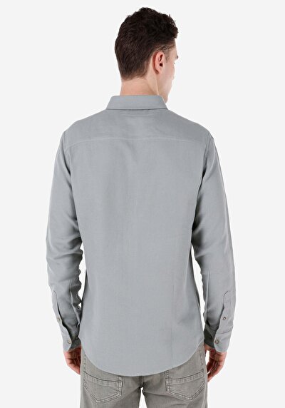 Image de Chemise À Manches Longues Vert Slim Fit Homme