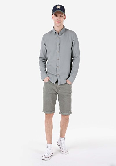 Image de Chemise À Manches Longues Vert Slim Fit   Homme