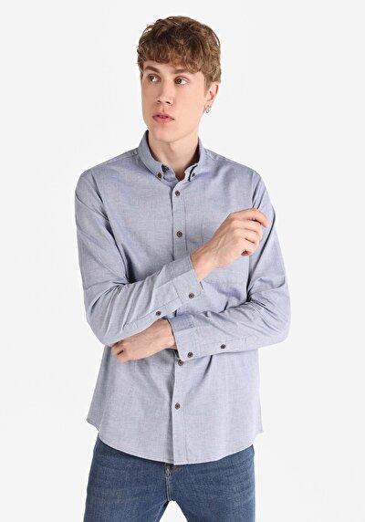 Image de Chemise À Manches Longues Bleu Regular Fit   Homme