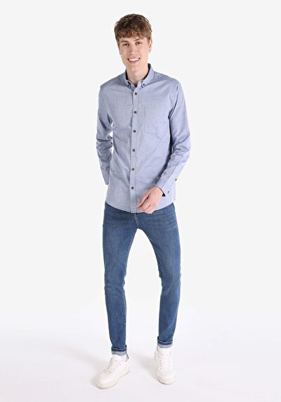 Image de Chemise À Manches Longues Bleu Regular Fit   Homme
