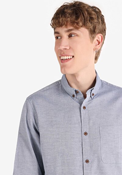 Image de Chemise À Manches Longues Bleu Regular Fit   Homme