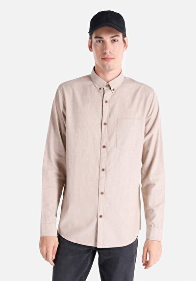 Image de Chemise À Manches Longues Beige Regular Fit   Homme