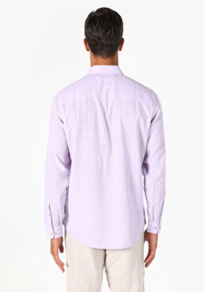 Afficher les détails de Chemise À Manches Longues Violet Comfort Fit   Homme