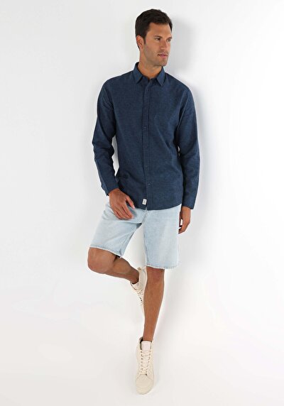 Afficher les détails de Chemise À Manches Longues Marine Comfort Fit   Homme