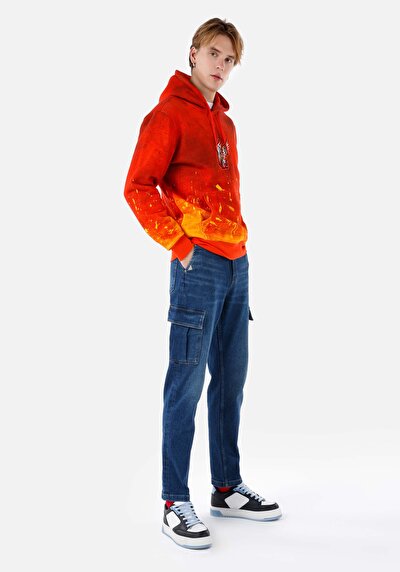 Image de 071 Willy Pantalon Bleu Crop Leg Medium Rise En Jean Carrot Cargo Homme