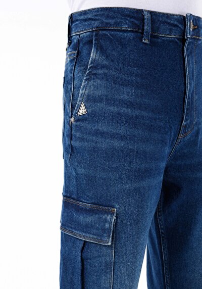 Image de 071 Willy Pantalon Bleu Crop Leg Medium Rise En Jean Carrot Cargo Homme