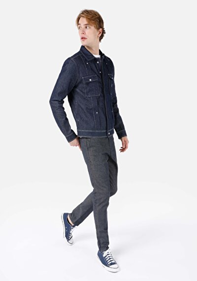 Image de Veste De Blazer Bleu Foncé Regular Fit Manches Longues Homme