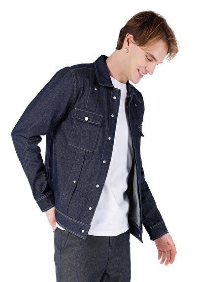 Afficher les détails de Veste De Blazer Bleu Foncé Regular Fit Manches Longues  Homme