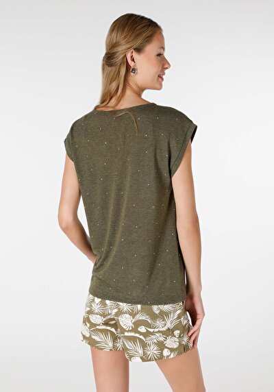 Image de T-shirt À Manches Courtes Kaki Regular Fit Femme
