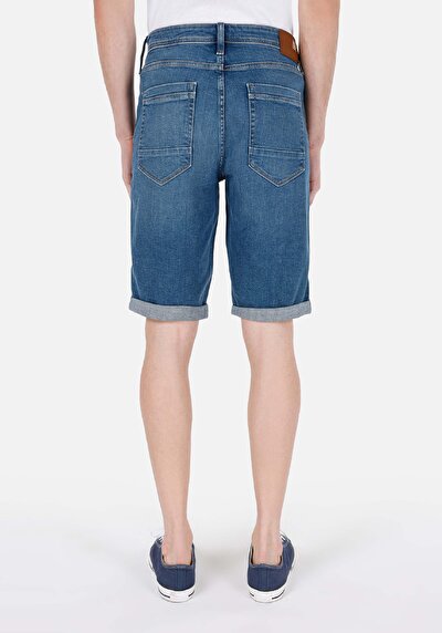 Image de Short Bleu Foncé Straight Fit Homme