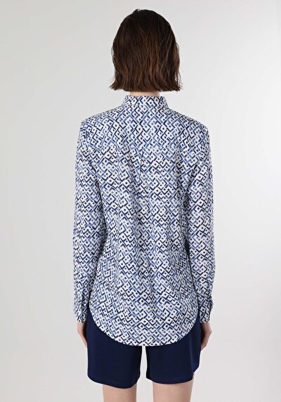 Afficher les détails de Chemise À Manches Longues Bleu Regular Fit   Femme
