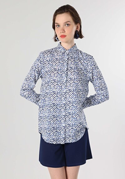 Image de Chemise À Manches Longues Bleu Regular Fit Femme