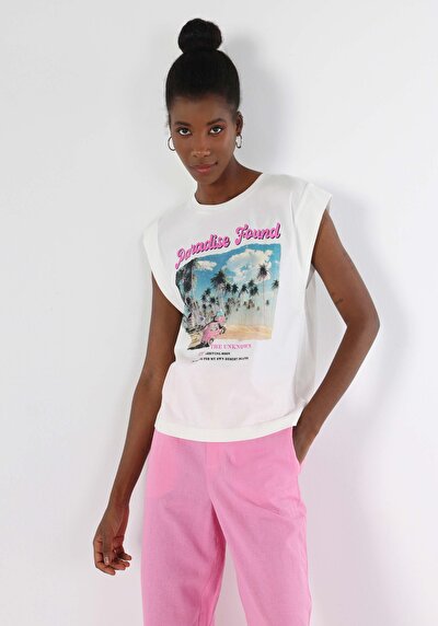Image de T-shirt À Manches Courtes Blanc Regular Fit Femme