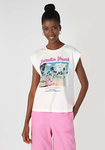 Image de T-shirt À Manches Courtes Blanc Regular Fit  Femme