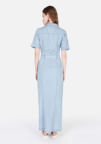 Image de Robe Blanc Slim Fit Manches Courtes Normale Jean Femme