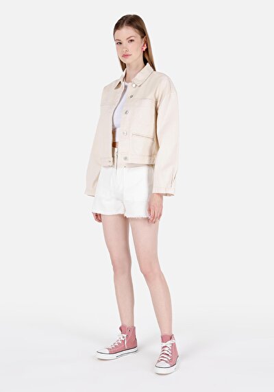 Afficher les détails de Veste De Blazer Blanc Oversize Fit Manches Longues  Femme