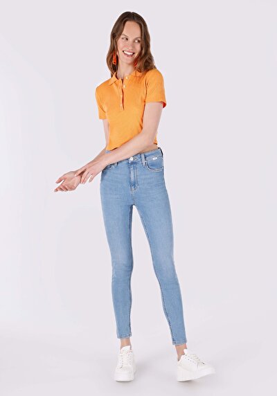 Afficher les détails de 759 Lara Pantalon Bleu   En  Skinny Fit Femme