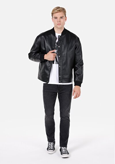 Afficher les détails de Veste Pu Noir   Regular Fit Homme