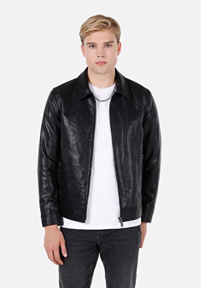 Afficher les détails de Veste Pu Noir   Regular Fit Homme