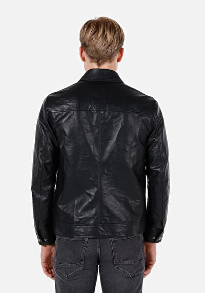 Afficher les détails de Veste Pu Noir   Regular Fit Homme
