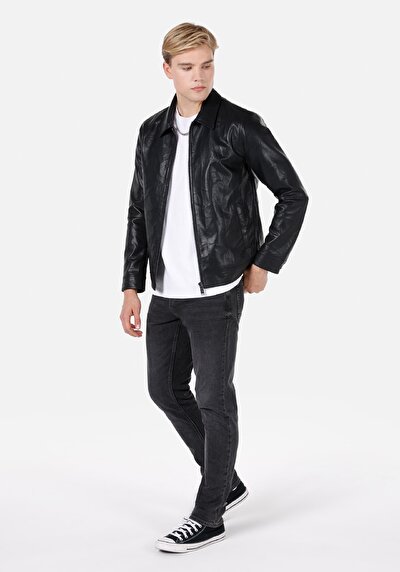 Afficher les détails de Veste Pu Noir   Regular Fit Homme