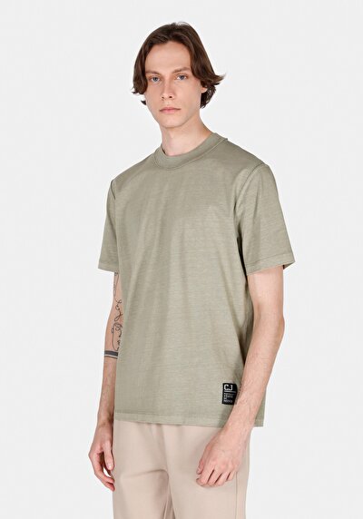 Image de T-shirt À Manches Courtes Vert Comfort Fit Droit Homme