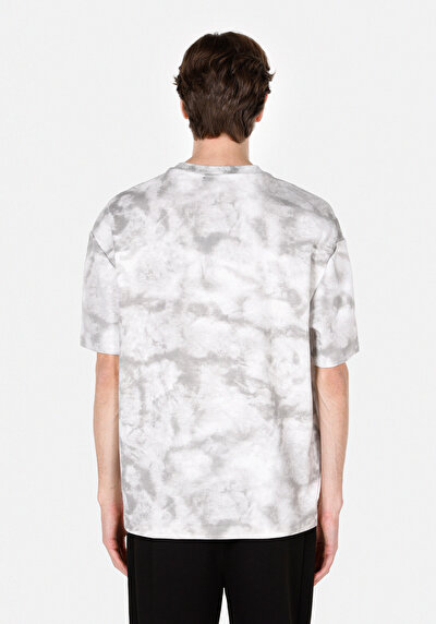 Image de T-shirt À Manches Courtes Gris Oversize Fit Imprimé Homme
