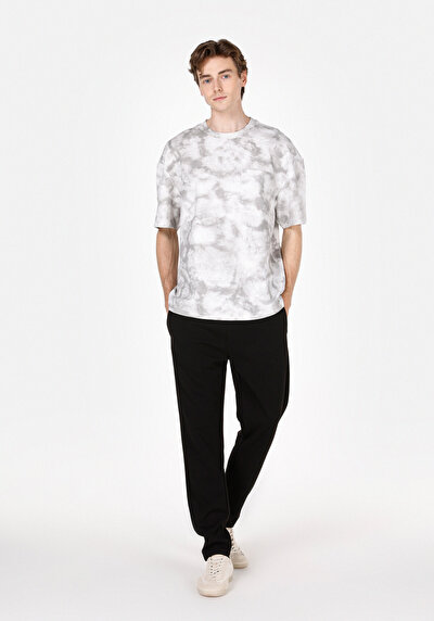 Image de T-shirt À Manches Courtes Gris Oversize Fit Imprimé Homme