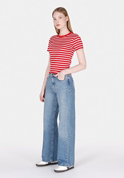 Image de 970 Berry Pantalon Wide Leg High Rise En Jean Regular Fit Femme