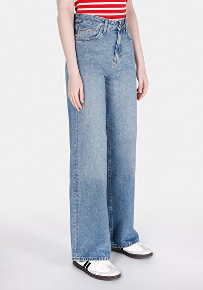 Image de 970 Berry Pantalon Wide Leg High Rise En Jean Regular Fit Femme