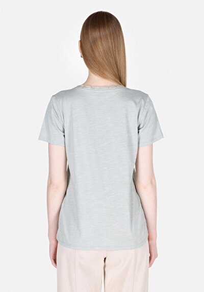 Image de T-shirt À Manches Courtes Vert Regular Fit Droit Femme