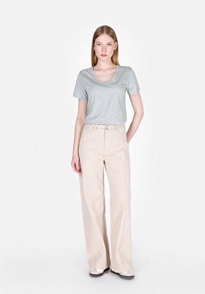 Image de T-shirt À Manches Courtes Vert Regular Fit Droit Femme