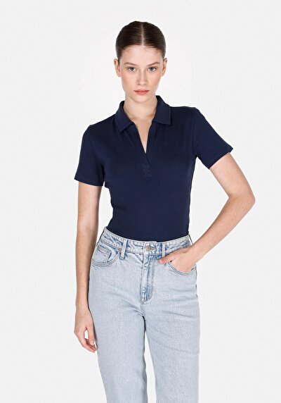 Image de T-shirt À Manches Courtes Marine Slim Fit Droit Femme