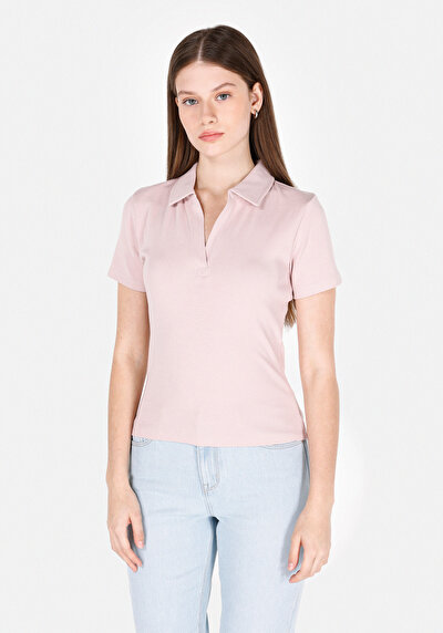 Image de T-shirt À Manches Courtes Rose Slim Fit Droit Femme