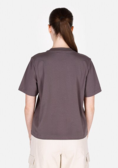 Image de T-shirt À Manches Courtes Anthracite Regular Fit Imprimé Femme