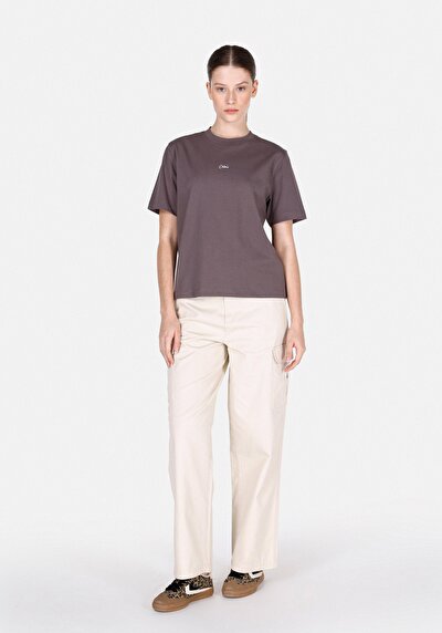 Image de T-shirt À Manches Courtes Anthracite Regular Fit Imprimé Femme