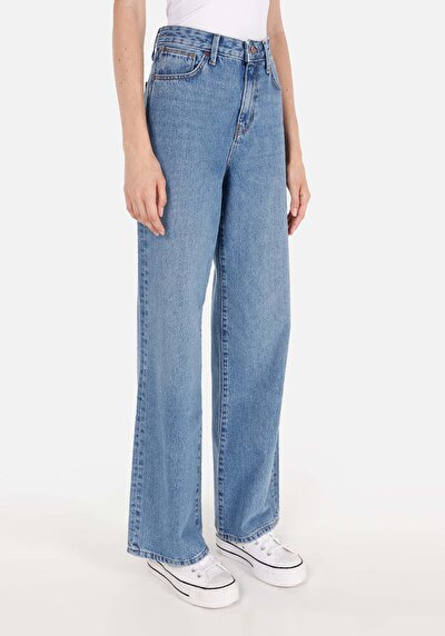 Image de 970 Berry Pantalon Wide Leg High Rise En Jean Regular Fit Femme