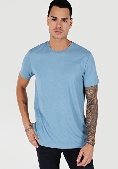 Image de T-shirt À Manches Courtes Bleu Regular Fit Homme